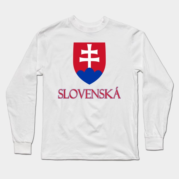 Slovakia (in Slovak) - Slovak Coat of Arms Design Long Sleeve T-Shirt by Naves